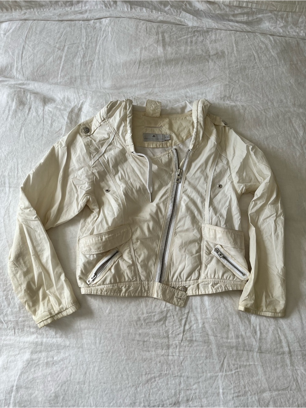 Adidas x Stella McCartney Cropped Hooded Jacket in Off-White